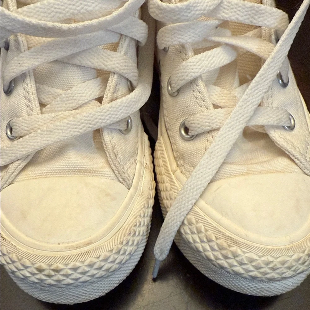 Converse Kids' White Sneakers with Red Heart Details